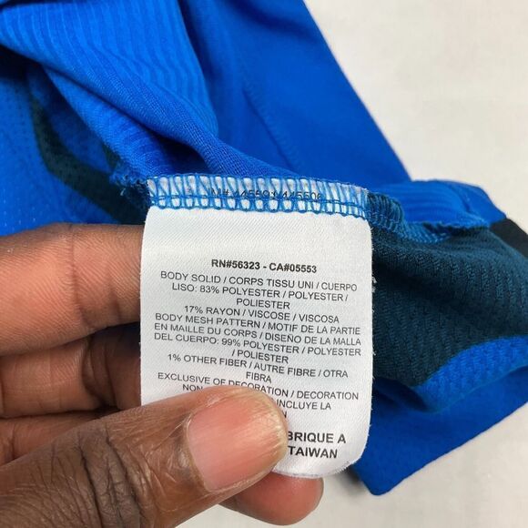 Nike Golf Mens Dri Fit Polo Shirt Blue Black Performance Short Sleeve Top Medium - Picture 7 of 10